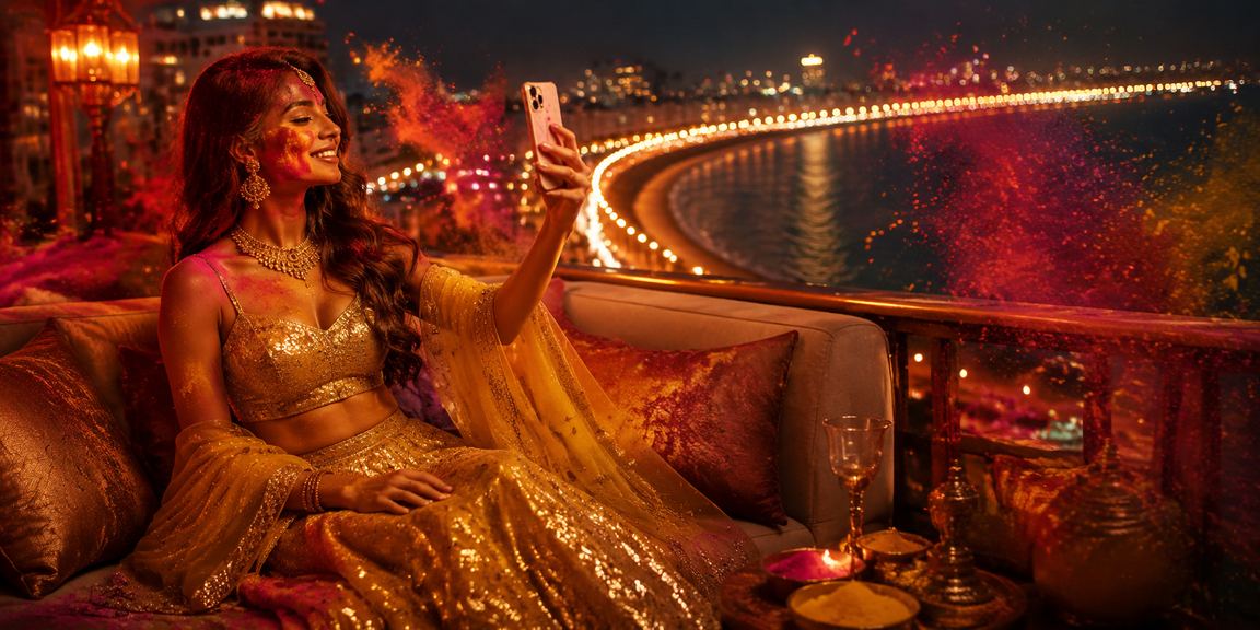 Mobile casino gaming at Mumbai Marine Drive vibrant setting